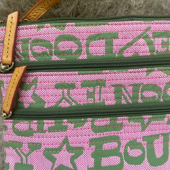 Dooney & Bourke Pink and Green Lettered Bag - Picture 3 of 6